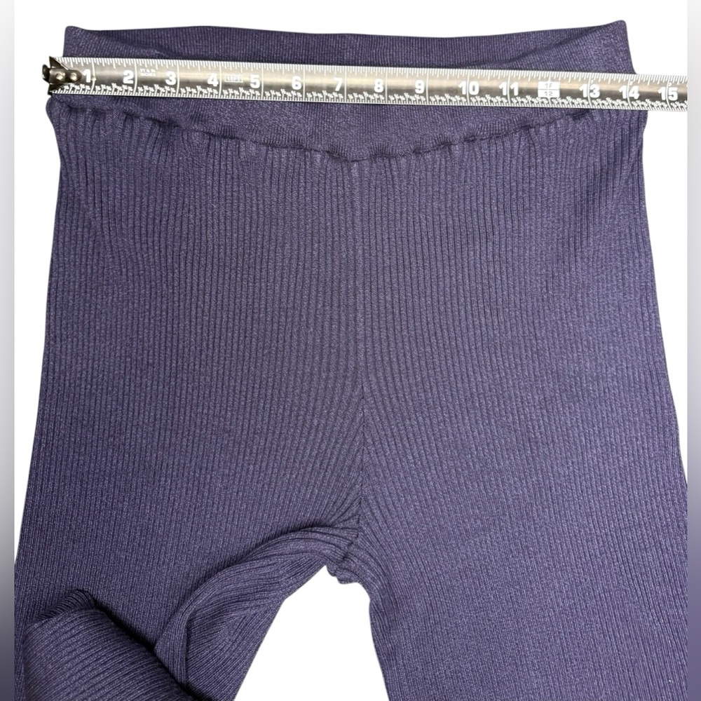 THE ROW Carmine knit long pants w/ ruffle hem Navy Blue | Size large Silk Cotton - Picture 10 of 13